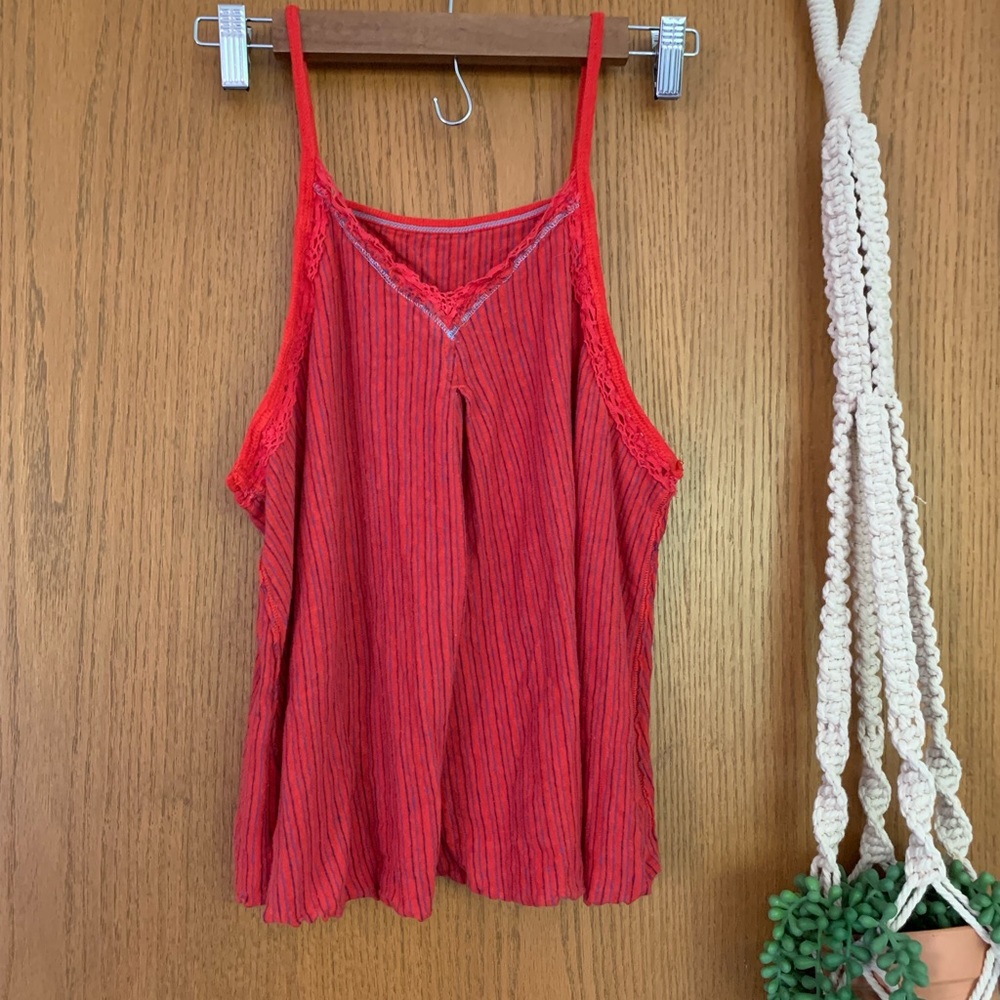 We The Free linen red minimalist tank top